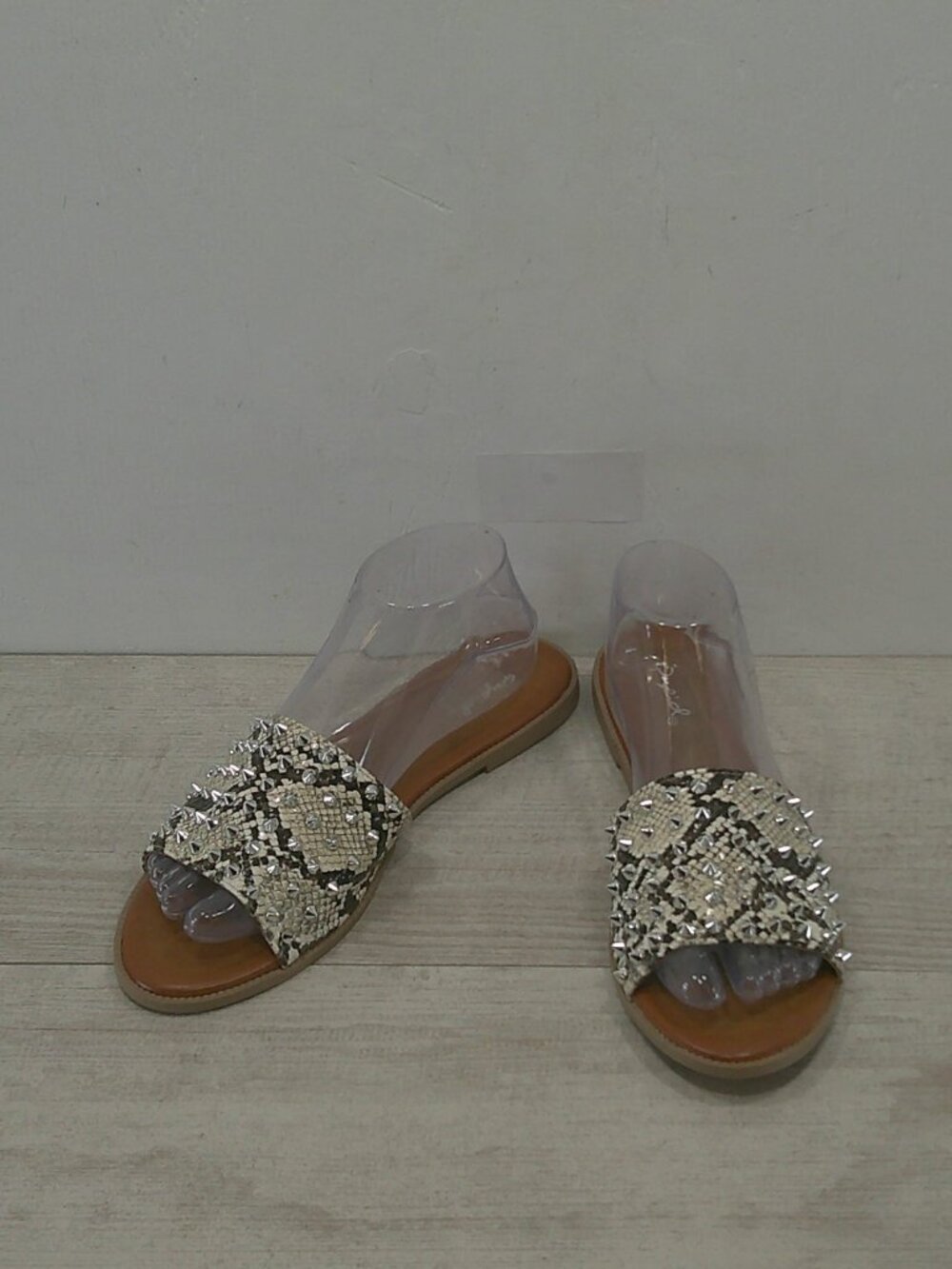 Qupid The Spike Studded Snake Print Flat Slides Size 8.5 | UK 6.5 | EUR 39.5